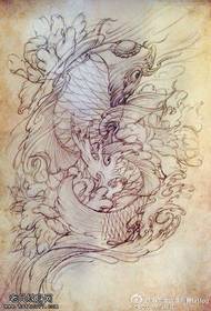 Sketch koi lotus zarb naqshlari