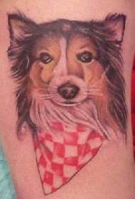 Татуировка аватар для собаки с разноцветным шарфом
