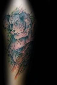 Padrão de tatuagem colorido bonito urso coala ilustração estilo