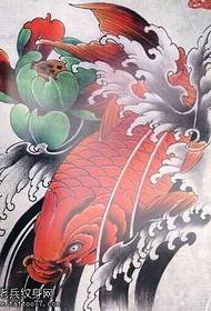 Manuscript red squid tattoo pattern