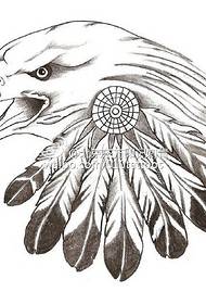 Manuscript line eagle head tattoo pattern