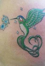 Setšoantšo sa mmala oa katuni oa mmala oa tattoo oa hummingbird