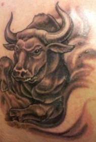 Modello di tatuaggio toro nero arrabbiato