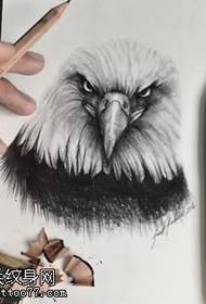 Manuscript realistic eagle head tattoo pattern