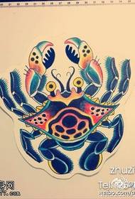 Royal blue beautiful cute illustration style crab tattoo pattern