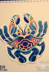 Ang sumbanan sa Royal Blue nga matahum nga cute nga paghulagway sa crab tattoo pattern