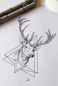 European and American geometric elk avatar line tattoo pattern manuscript