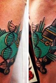 Patrón de tatuaxe de microscopio de símbolo de ADN de estilo ciencia do brazo