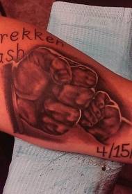 arm sweet commemorative baby hand tattoo pattern