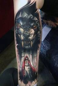 tikroviškas magiškos raganos ir vilko rankos tatuiruotės modelis