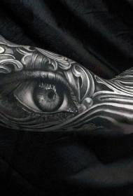 veliki krak realističan crno-bijeli uzorak tetovaža za oči
