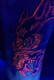 personal red fluorescent evil monster arm tattoo pattern