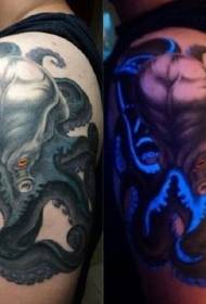 ແຂນຮູບແບບ tattoo octopus fluorescent ຈິງ