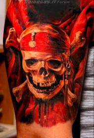 roka zelo realističen barvni pirat lobanje logotip tatoo vzorec