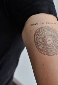 simple black line circle and letter arm tattoo pattern
