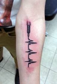 inik modèl tatoo nwa ECG sou bra an