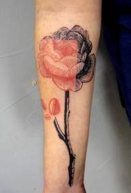 Arm half-colored beautiful floral tattoo pattern