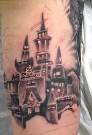 modello tatuaggio braccio futuro castello colorato