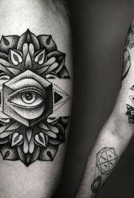 brazo divertido pinchazo flor con patrón de tatuaje en el ojo