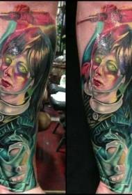 lengan keren dicat pola tato gadis jahat kecil