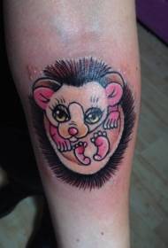 ຮູບແບບ tattoo ແຂນສີບົວ pretty hedgehog