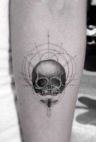 braccio riccio punto nero con motivo a tatuaggio tondo e insetto