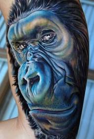 cartoon blue realistic big mouth chimpanzee arm tattoo pattern