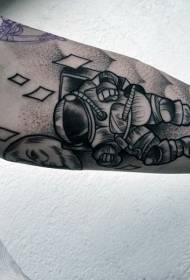 gudrs karikatūras astronauta rokas tetovējums