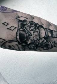cute cartoon astronaut arm tattoo pattern