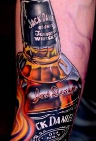arm ganz realistesch multicolored Whisky Fläsch Tattoo Muster