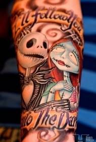 brazo gracioso zombie novia dibujos animados tatuaje patrón