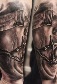 modello del tatuaggio del ritratto dell'uomo del braccio stile horror