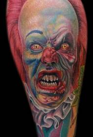 Wzorzec tatuaż kolorowy portret zły klaun ramię
