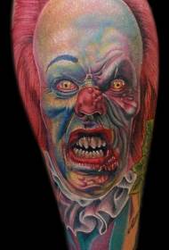 Colorful Angry Clown Portrait Arm Tattoo Pattern