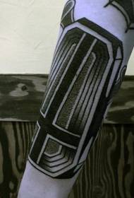 old school black coffin with cross Arm tattoo pattern