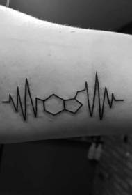braccio ECG nero semplice combinato con motivo geometrico del tatuaggio