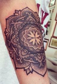 modello di tatuaggio braccio mandala fiore speroni bianco e nero fresco