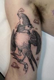 наоружајте дивну црну птицу са две главе дизајна тетоважа