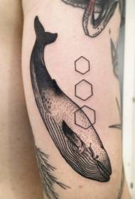 hűvös fekete punkció titokzatos bálna tetoválás minta