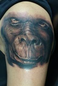 Gorilla Dubh agus Bán Gorilla Avatar Gné Patrún Tattoo Stíl Réalaíoch