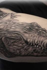 arm zwart grijs geweldig krokodilhoofd tattoo-patroon