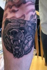 Griezelige zombie beer arm tattoo patroon