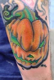 braccio tatuaggio stile fumetto diavolo zucca multicolore