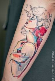 braç patró de tatuatge femení de tinta splash de bells colors