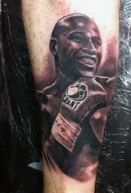 реална црна позната боксерска портрет шема на тетоважа на рака
