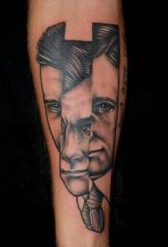 arm zwarte as gebroken man portret tattoo patroon