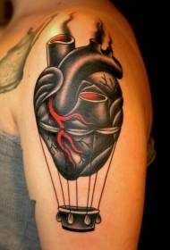 Anomalous colored heart hot air balloon tattoo pattern