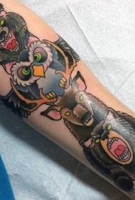 disegno originale del braccio del modello tribale colorato del tatuaggio animale
