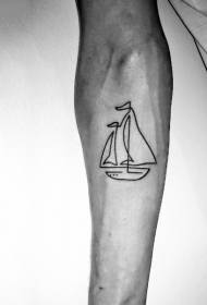 arm eenvoudige zwarte lijn boot tattoo patroon