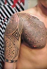 hypnotic style black) Tribal decorative half armor tattoo pattern